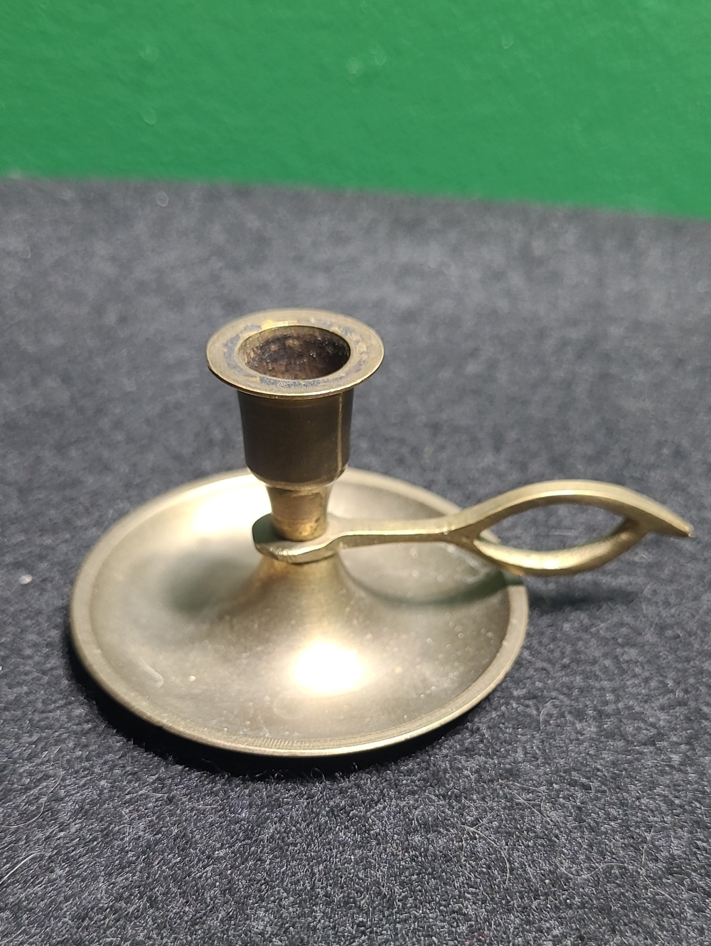 Tiny Vintage Brass Chamberstick Candle Holder